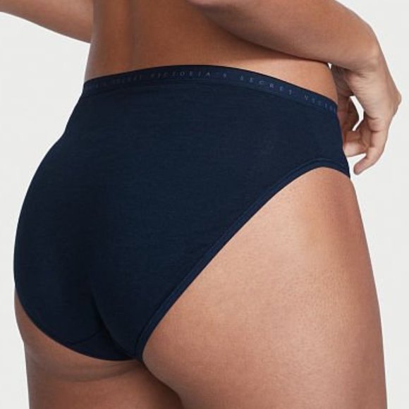 VS High-Leg Brief Stretch Cotton Noir Navy Blue Panty NWT - Picture 1 of 9